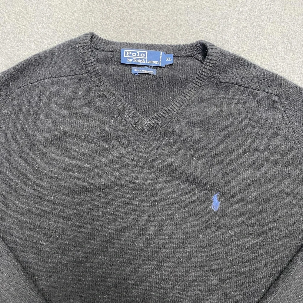 Polo Ralph Lauren Sweater Mens Extra Large‎ Black 100% Lambswool Pullover Knit